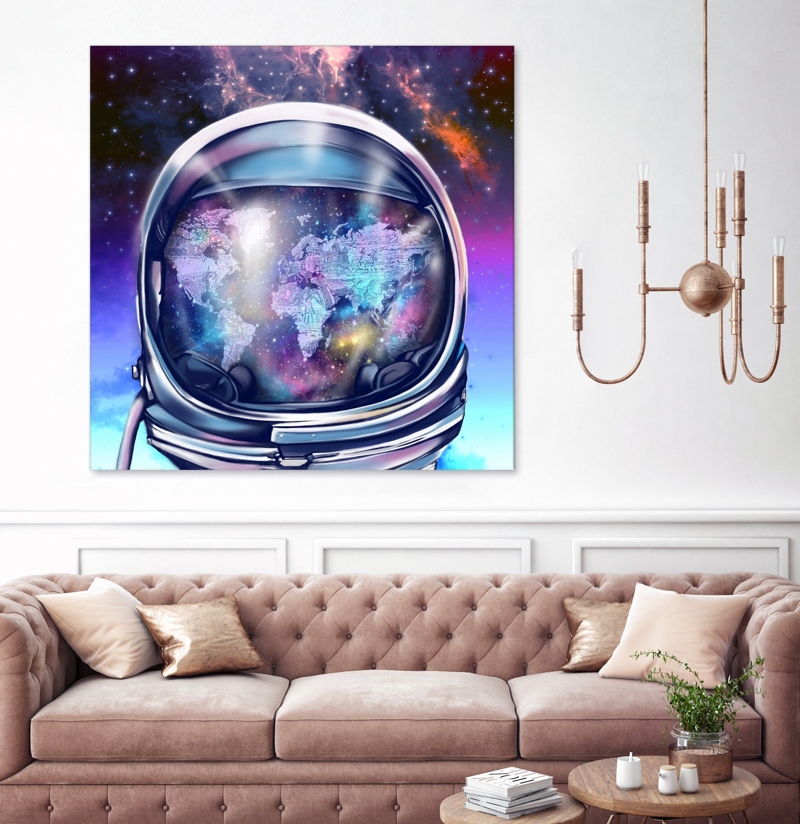 astronaut world map by Bekim Mehovic on GIANT ART - blue digital painting