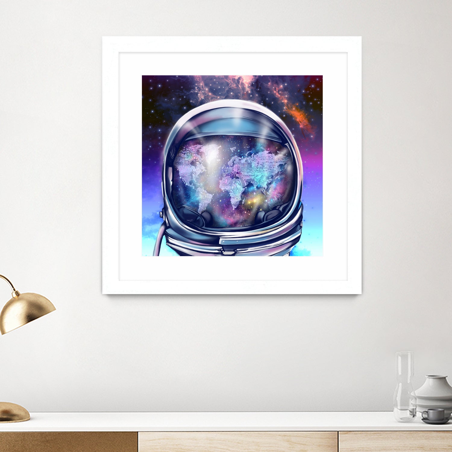 astronaut world map by Bekim Mehovic on GIANT ART - blue digital painting