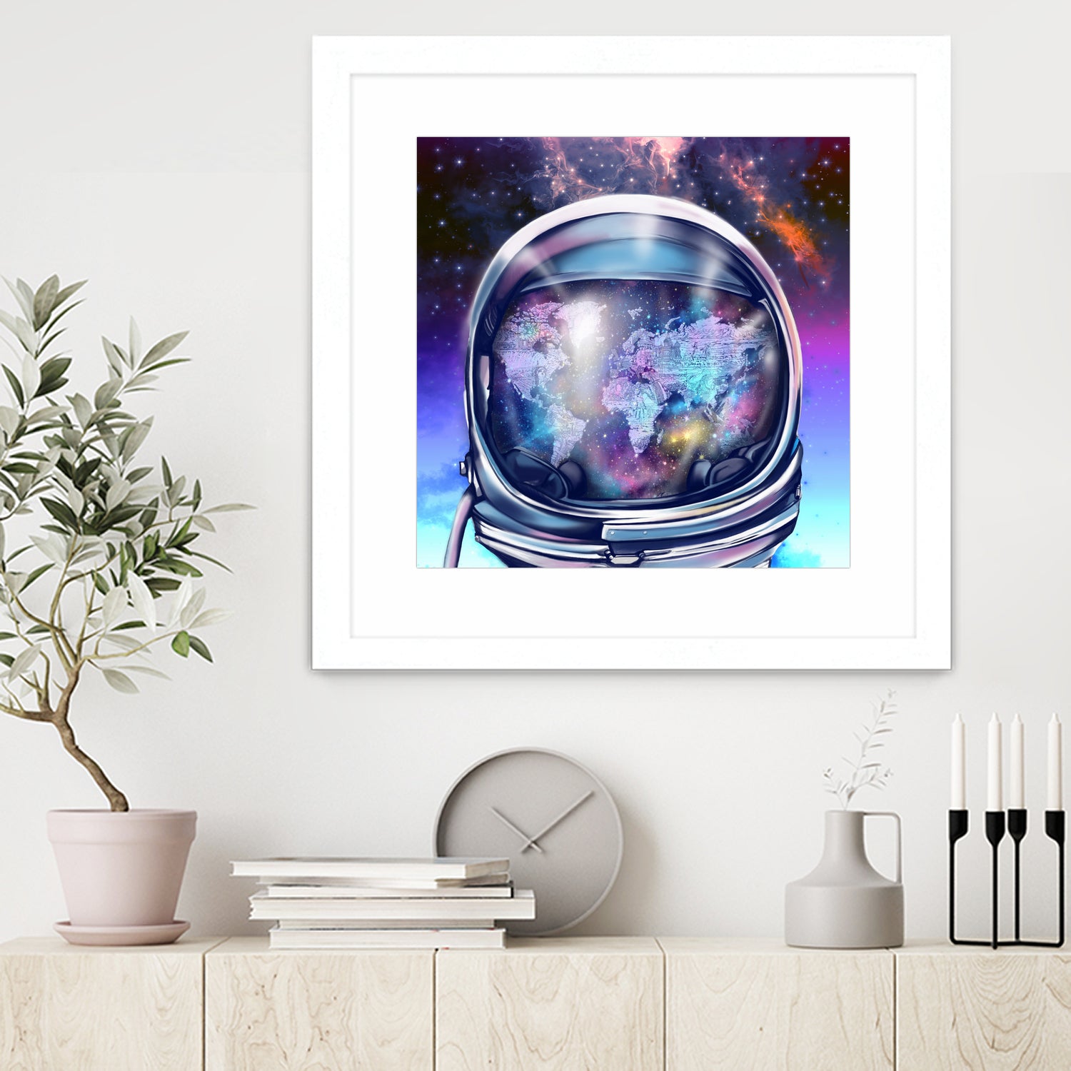 astronaut world map by Bekim Mehovic on GIANT ART - blue digital painting