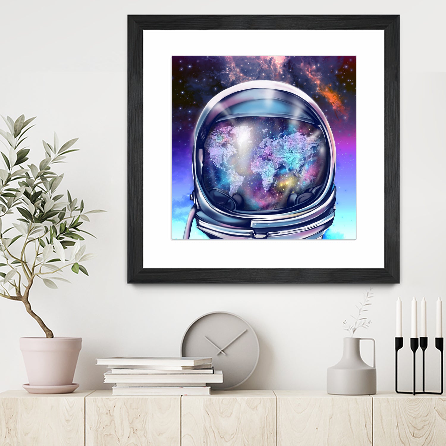 astronaut world map by Bekim Mehovic on GIANT ART - blue digital painting