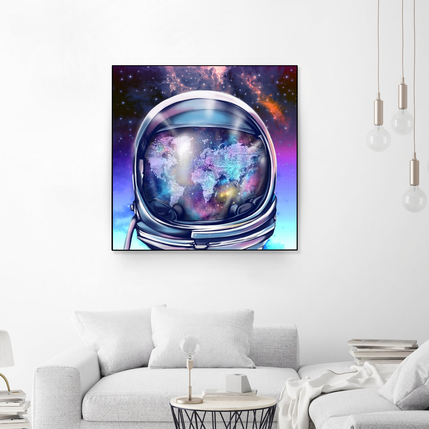 astronaut world map by Bekim Mehovic on GIANT ART - blue digital painting