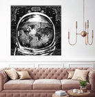 astronaut world map black and white by Bekim Mehovic on GIANT ART - black digital drawing