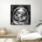 astronaut world map black and white by Bekim Mehovic on GIANT ART - black digital drawing