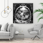 astronaut world map black and white by Bekim Mehovic on GIANT ART - black digital drawing