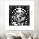 astronaut world map black and white by Bekim Mehovic on GIANT ART - black digital drawing