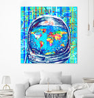 astronaut world map pop art by Bekim Mehovic on GIANT ART - blue digital painting