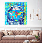 astronaut world map pop art by Bekim Mehovic on GIANT ART - blue digital painting