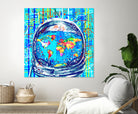 astronaut world map pop art by Bekim Mehovic on GIANT ART - blue digital painting