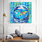 astronaut world map pop art by Bekim Mehovic on GIANT ART - blue digital painting