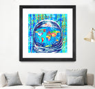 astronaut world map pop art by Bekim Mehovic on GIANT ART - blue digital painting