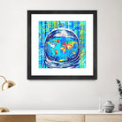 astronaut world map pop art by Bekim Mehovic on GIANT ART - blue digital painting