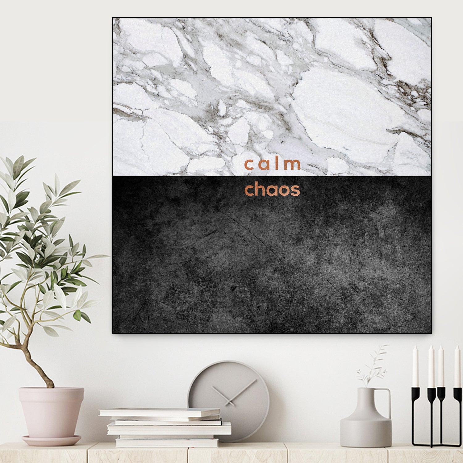 Calm Chaos Copper by Dana Shek on GIANT ART - white typography