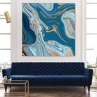 Liquid Blue Marble and Gold 014 by Jelena Obradovic on GIANT ART - blue vector illustration