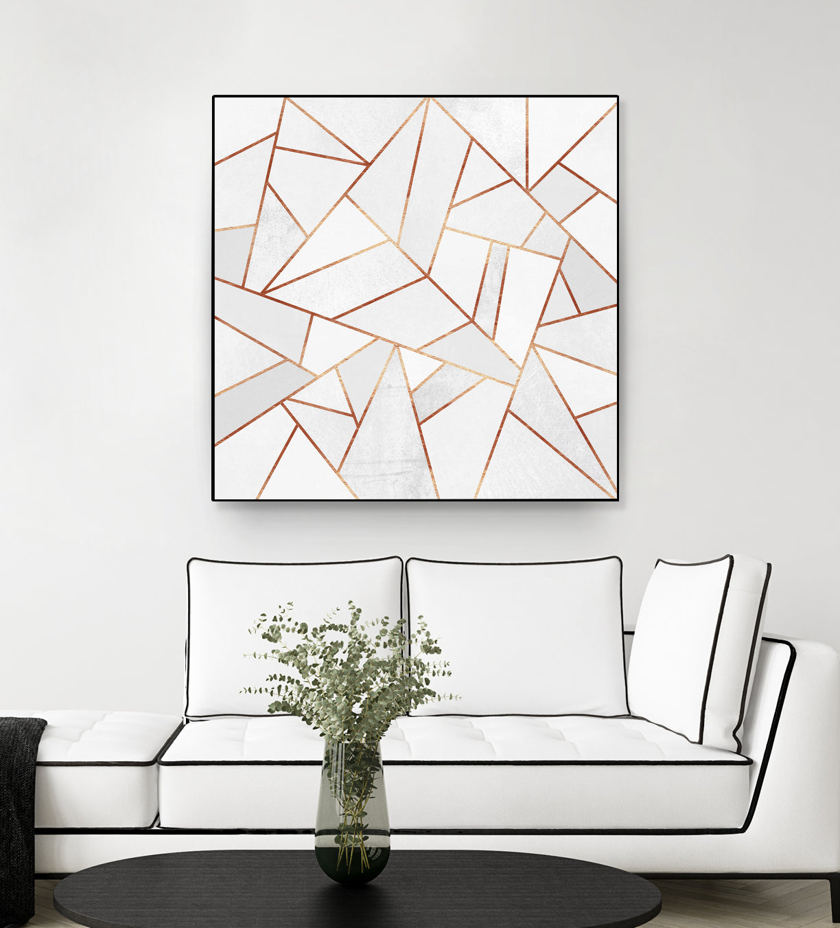 White Stone and Copper Lines by Elisabeth Fredriksson on GIANT ART - white digital painting