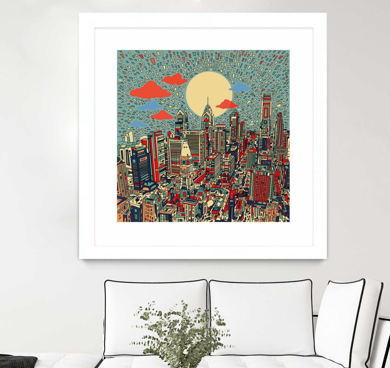 philadelphia cityscape abstract 3 by Bekim Mehovic on GIANT ART - blue digital painting