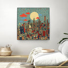 philadelphia cityscape abstract 3 by Bekim Mehovic on GIANT ART - blue digital painting