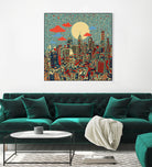 philadelphia cityscape abstract 3 by Bekim Mehovic on GIANT ART - blue digital painting