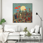 philadelphia cityscape abstract 3 by Bekim Mehovic on GIANT ART - blue digital painting