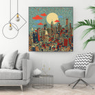 philadelphia cityscape abstract 3 by Bekim Mehovic on GIANT ART - blue digital painting