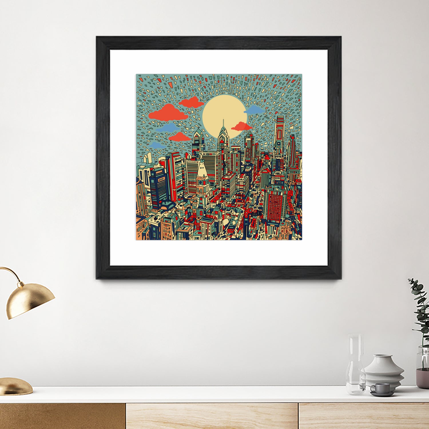 philadelphia cityscape abstract 3 by Bekim Mehovic on GIANT ART - blue digital painting