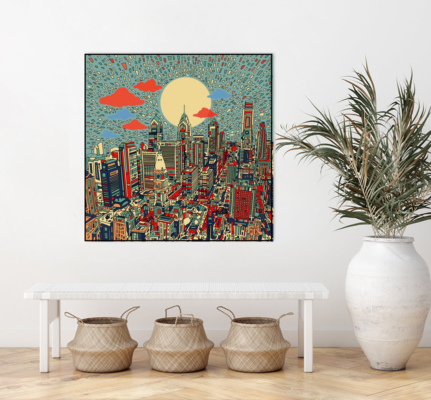 philadelphia cityscape abstract 3 by Bekim Mehovic on GIANT ART - blue digital painting