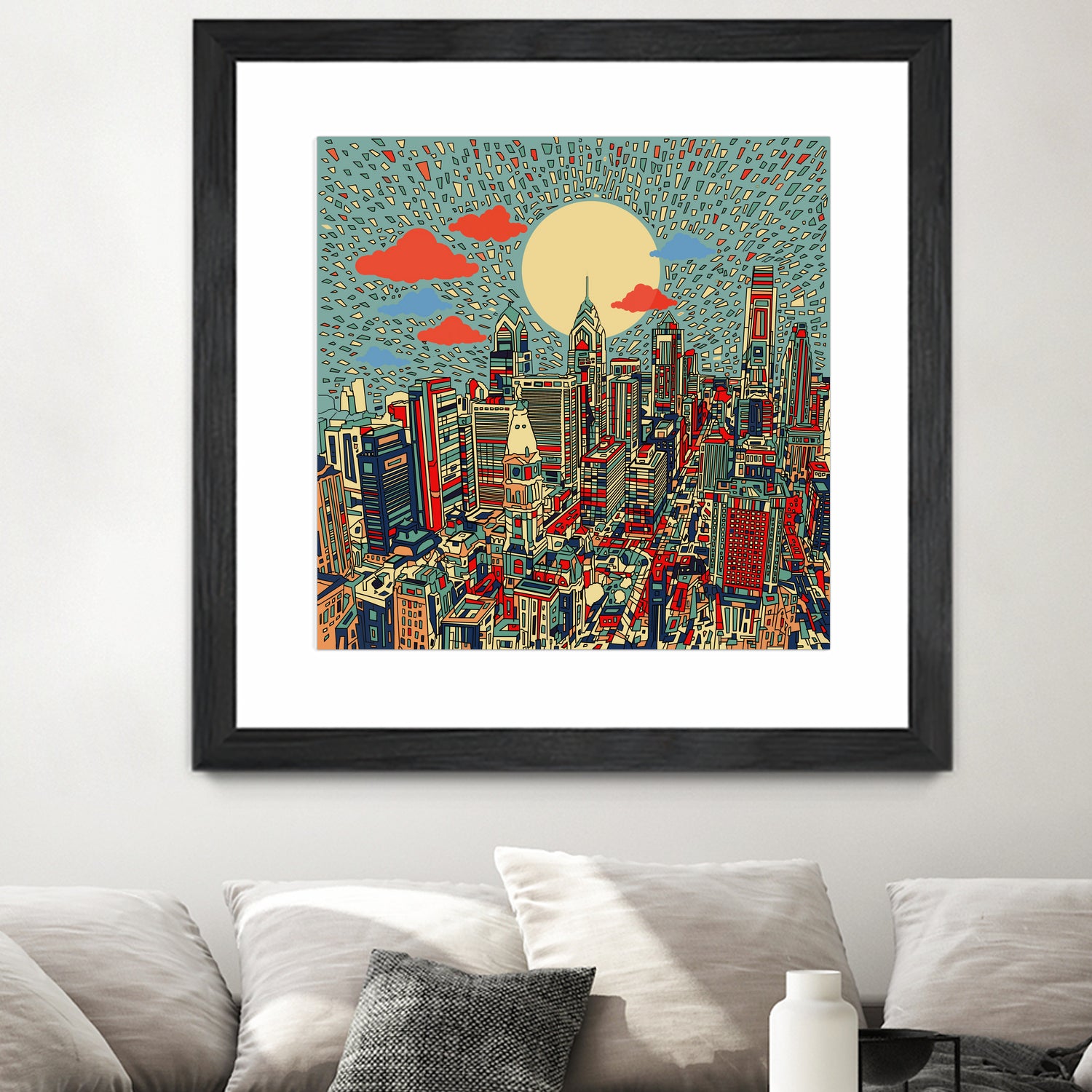 philadelphia cityscape abstract 3 by Bekim Mehovic on GIANT ART - blue digital painting