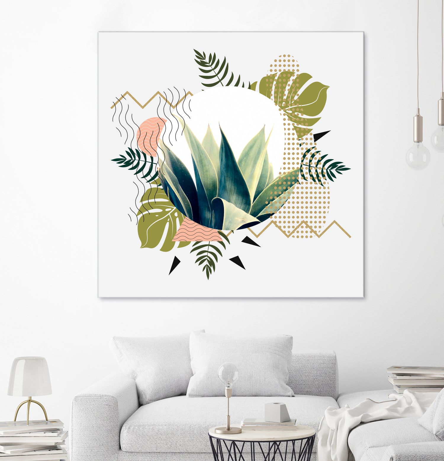 Abstract geometrical and botanical shapes I by mmarta bc on GIANT ART - green digital painting