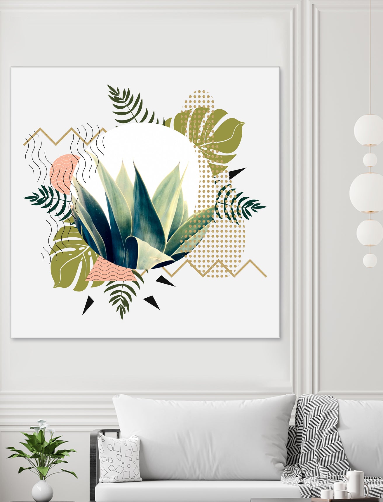 Abstract geometrical and botanical shapes I by mmarta bc on GIANT ART - green digital painting