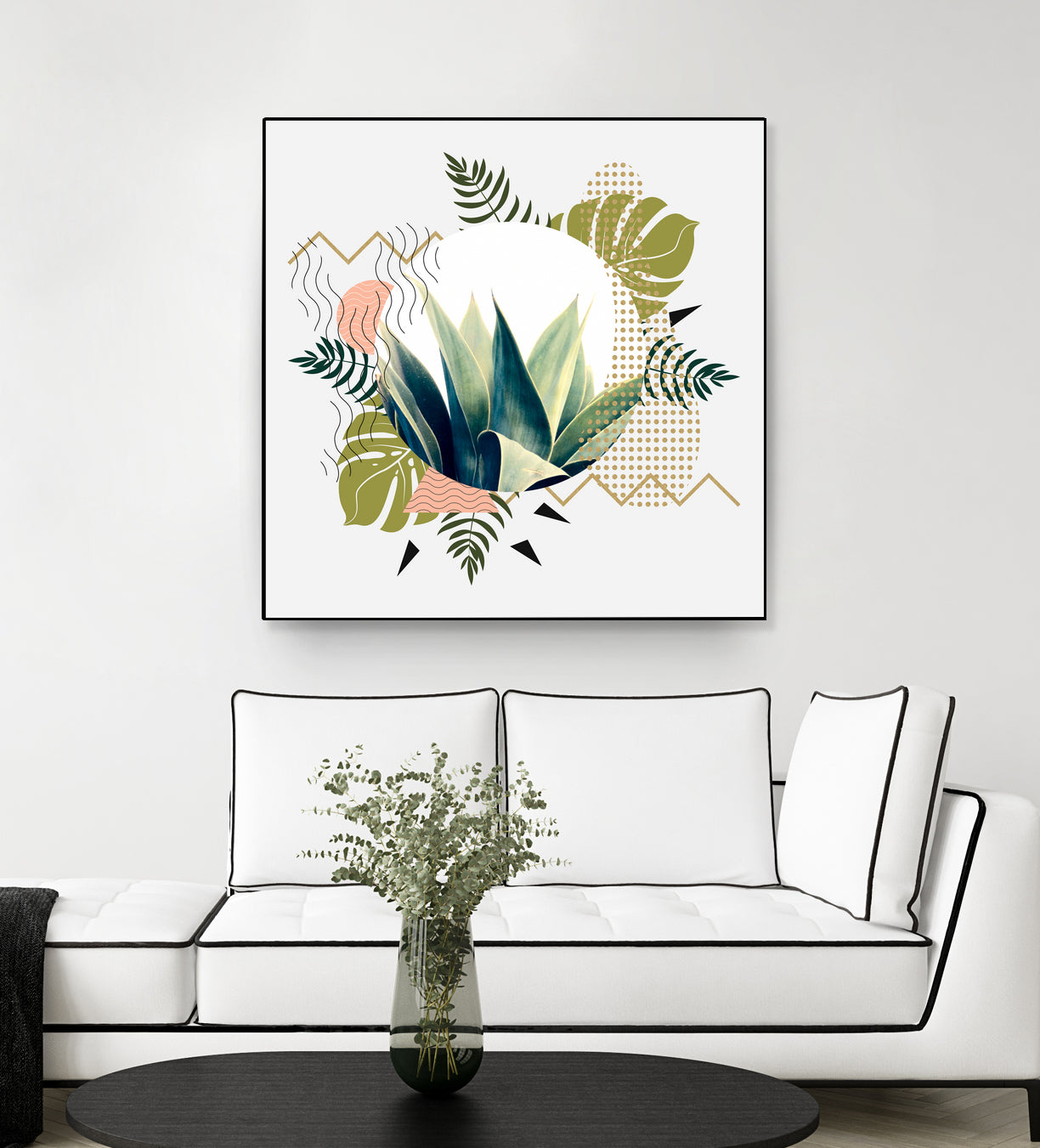 Abstract geometrical and botanical shapes I by mmarta bc on GIANT ART - green digital painting