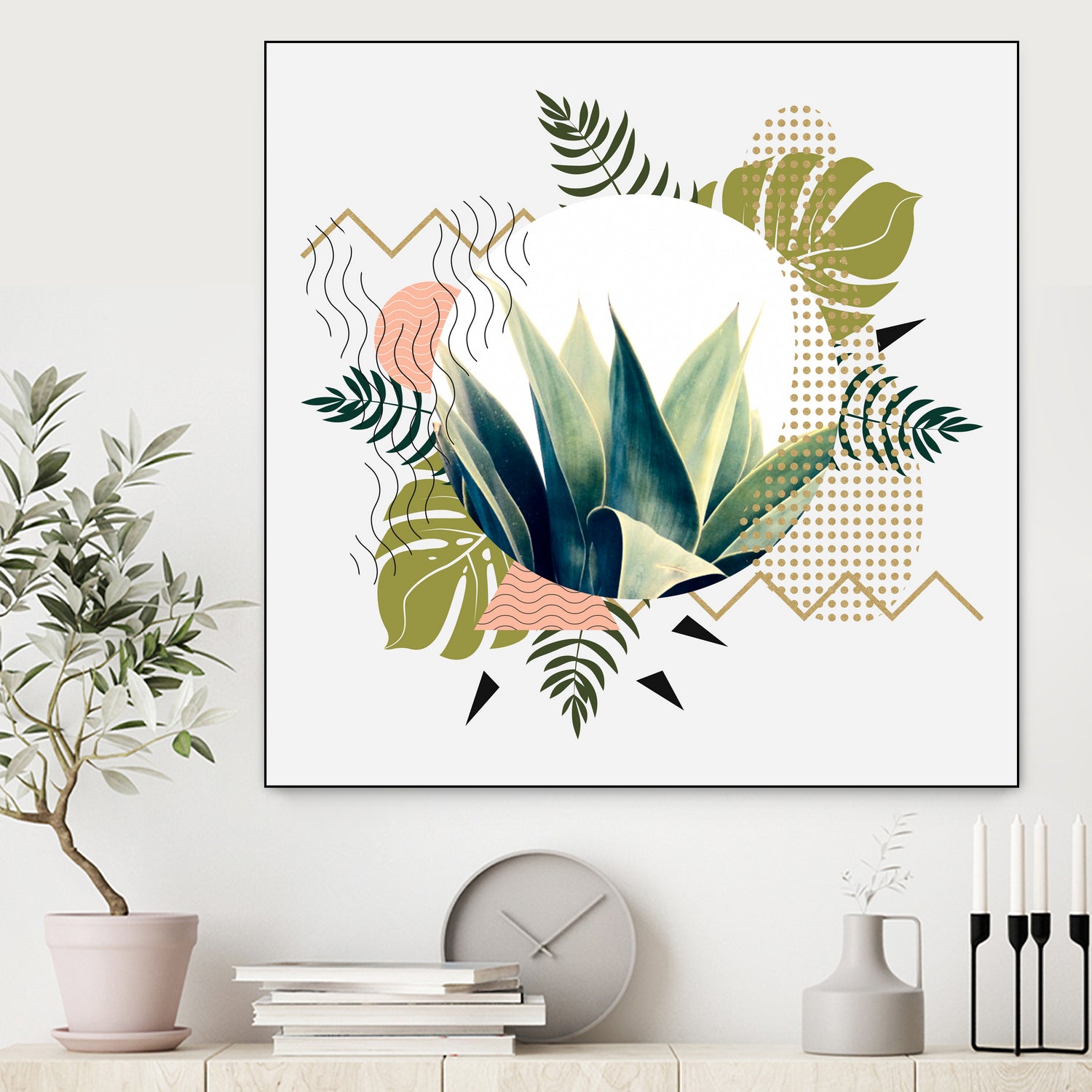 Abstract geometrical and botanical shapes I by mmarta bc on GIANT ART - green digital painting