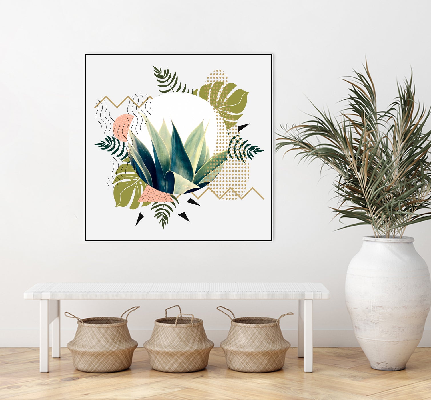 Abstract geometrical and botanical shapes I by mmarta bc on GIANT ART - green digital painting