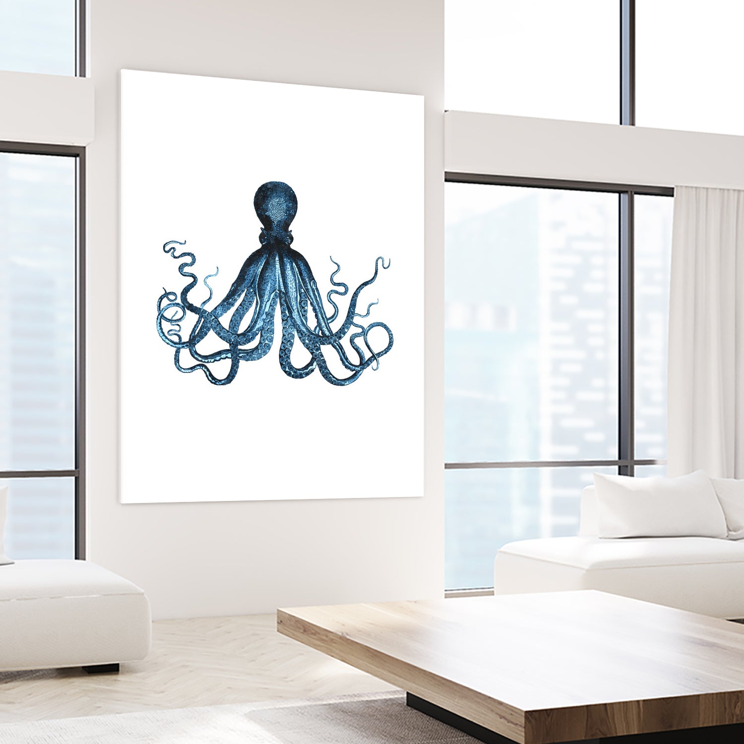 Blue Octopus Illustration by Alessandra Minervini on GIANT ART - blue digital painting