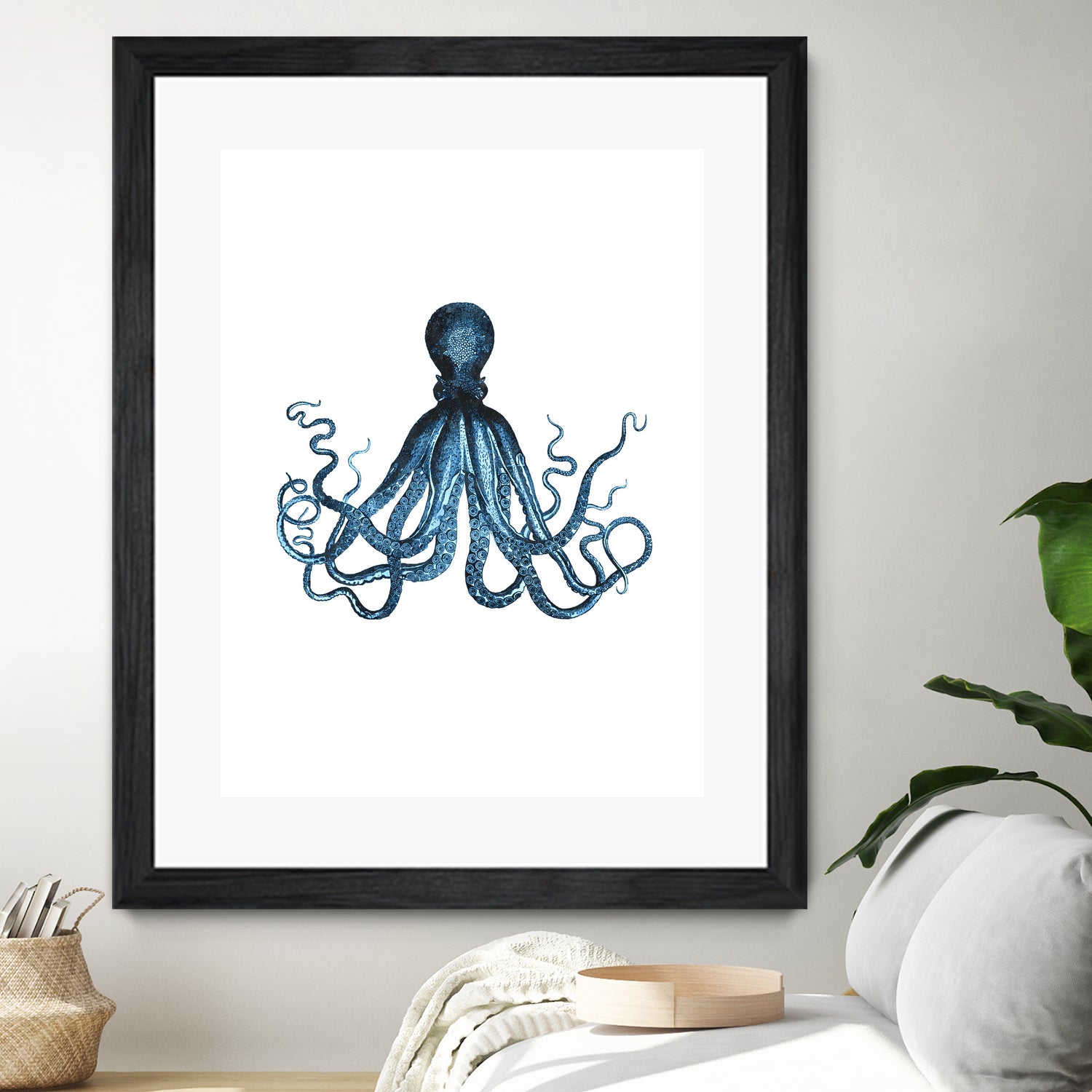 Blue Octopus Illustration by Alessandra Minervini on GIANT ART - blue digital painting