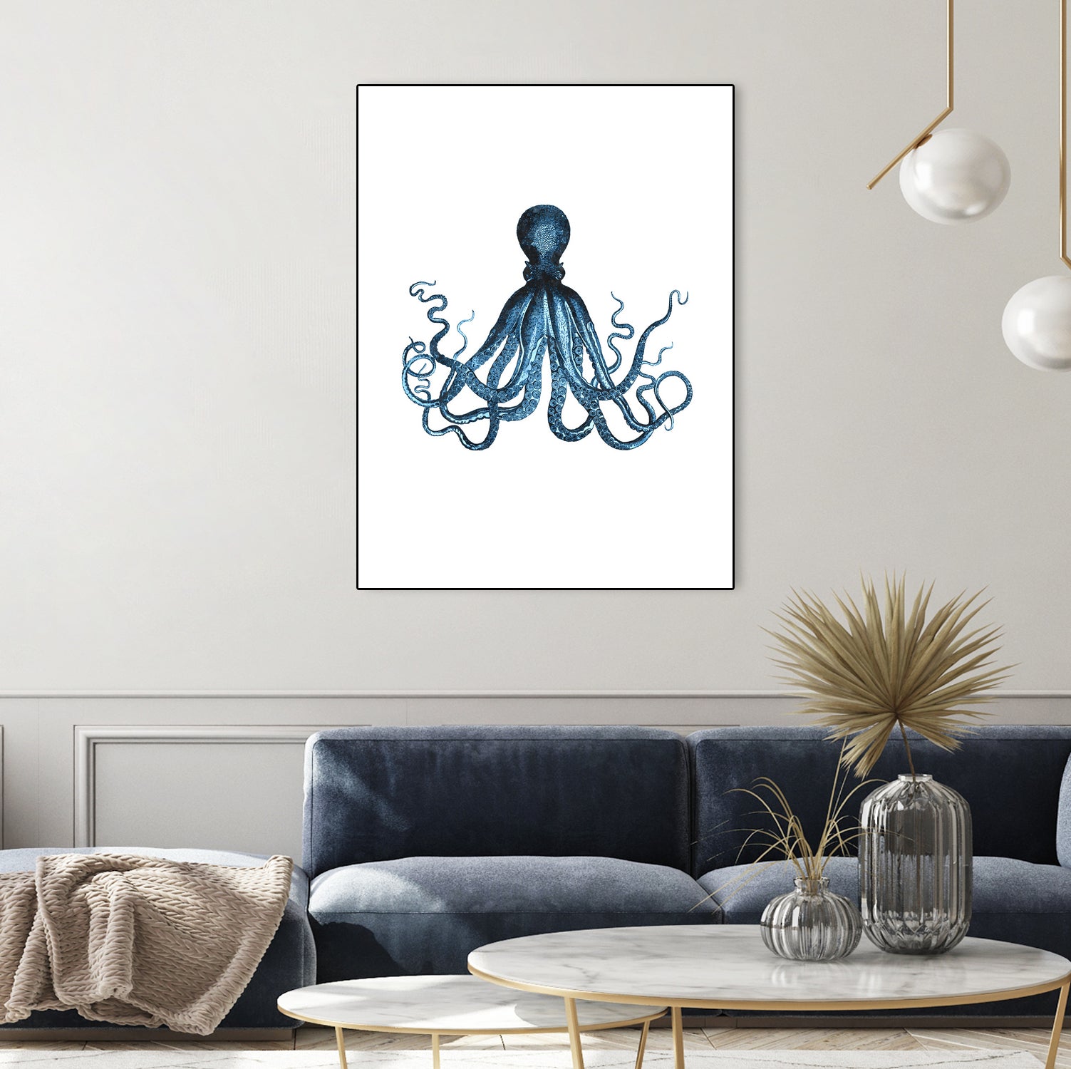 Blue Octopus Illustration by Alessandra Minervini on GIANT ART - blue digital painting