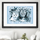 Blue Baby Cats by Gitta Gläser on GIANT ART - blue digital drawing