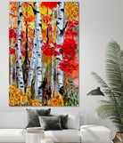 Birch Trees in Fall by Rafael Salazar on GIANT ART - red digital painting