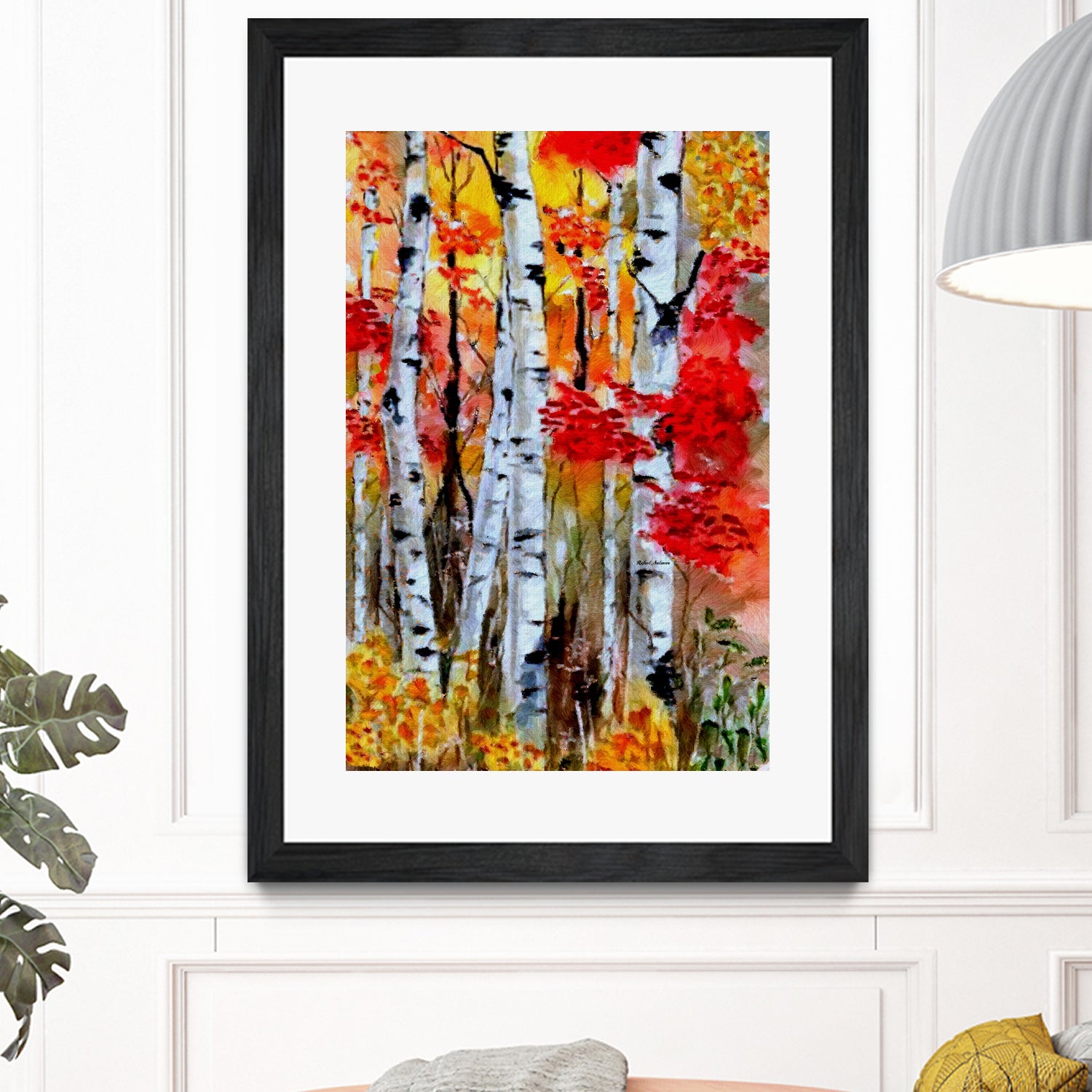 Birch Trees in Fall by Rafael Salazar on GIANT ART - red digital painting