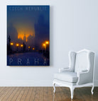 Prague, Czech Republic, vintage travel poster by ALMA Studio on GIANT ART - blue photo manipulation