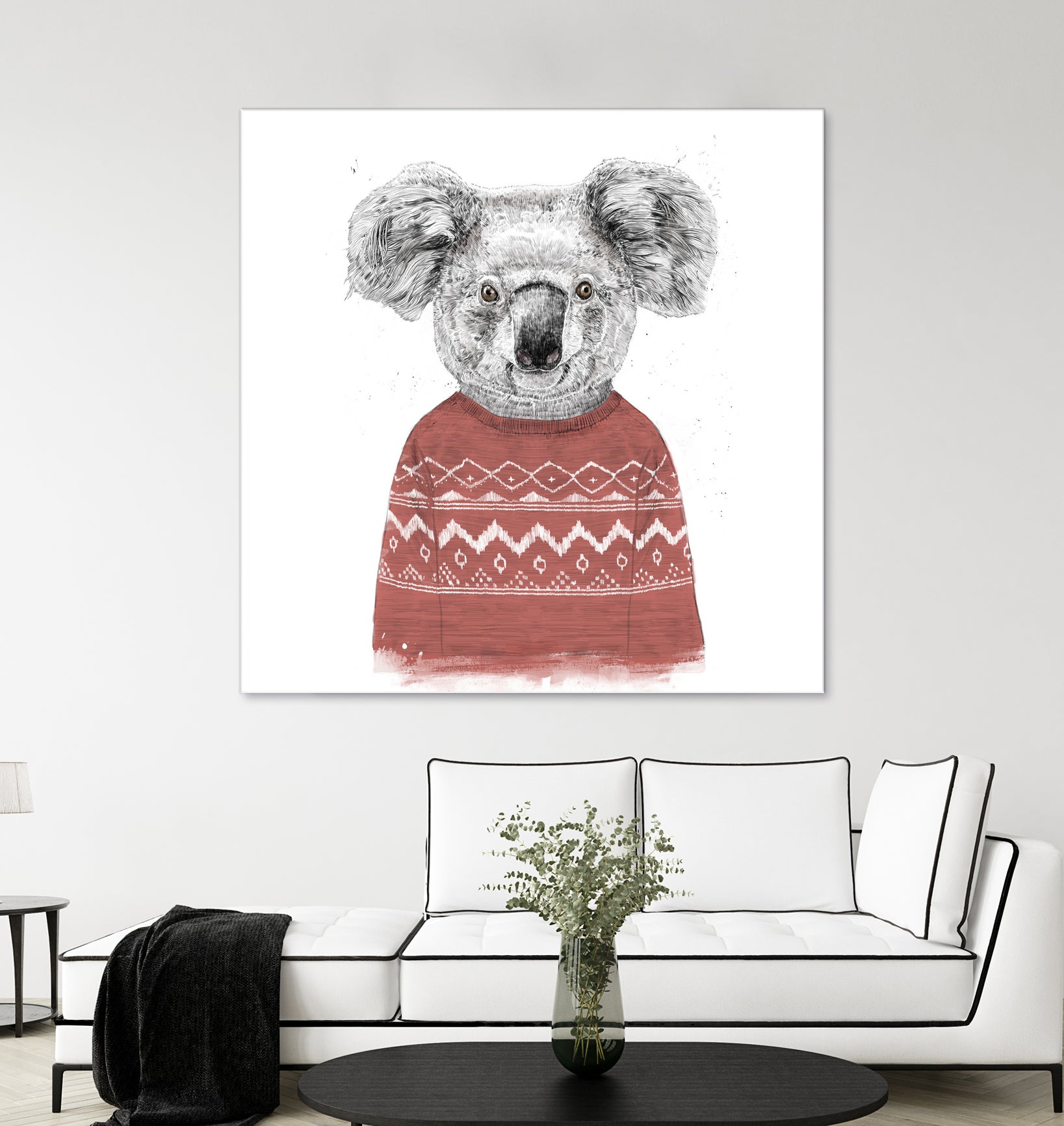 Winter koala (red) by Solti Balázs on GIANT ART - white digital drawing