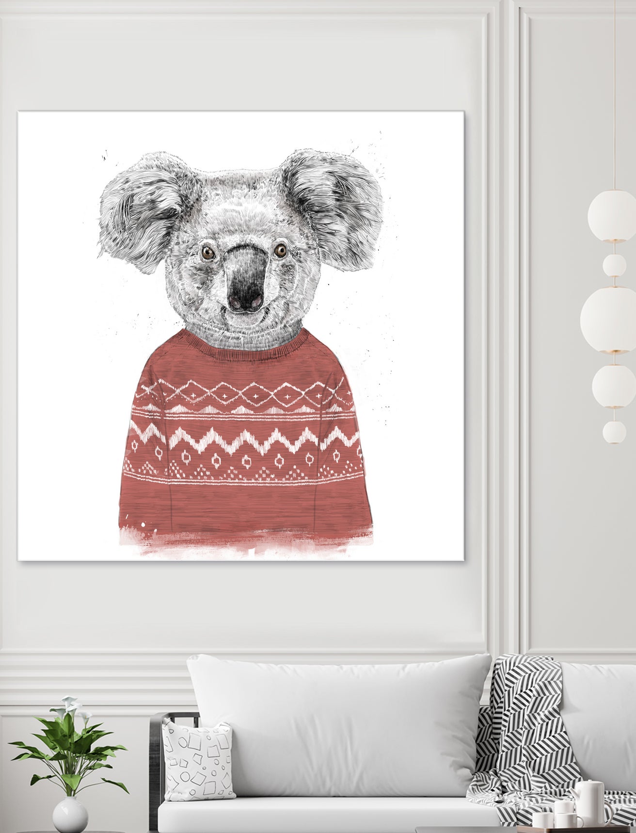 Winter koala (red) by Solti Balázs on GIANT ART - white digital drawing