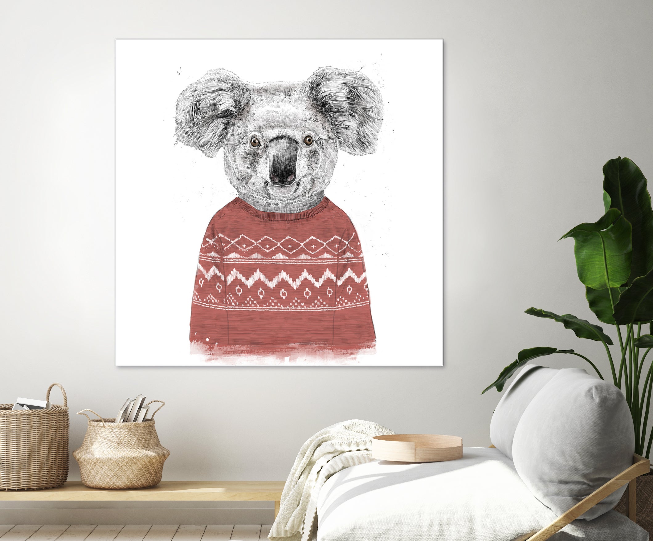 Winter koala (red) by Solti Balázs on GIANT ART - white digital drawing