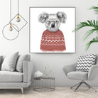 Winter koala (red) by Solti Balázs on GIANT ART - white digital drawing