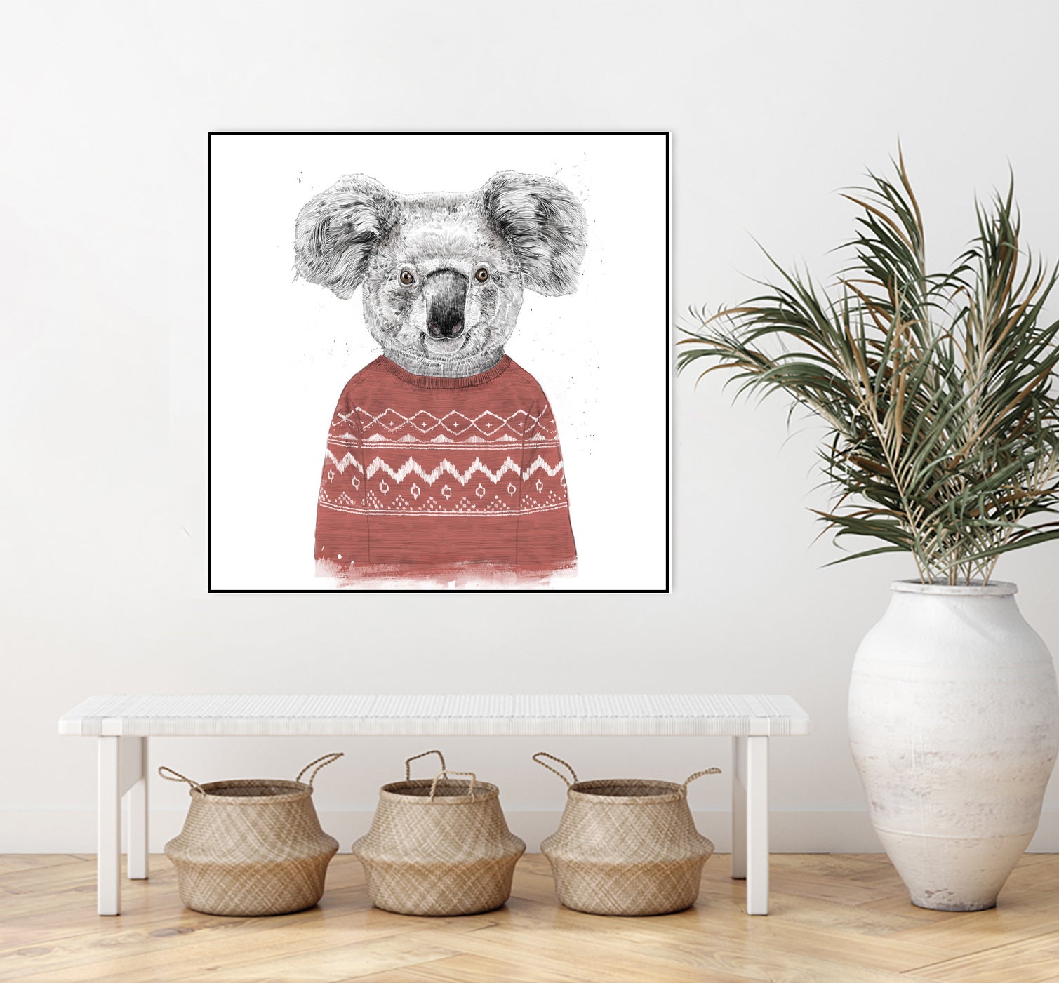 Winter koala (red) by Solti Balázs on GIANT ART - white digital drawing