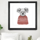 Winter koala (red) by Solti Balázs on GIANT ART - white digital drawing