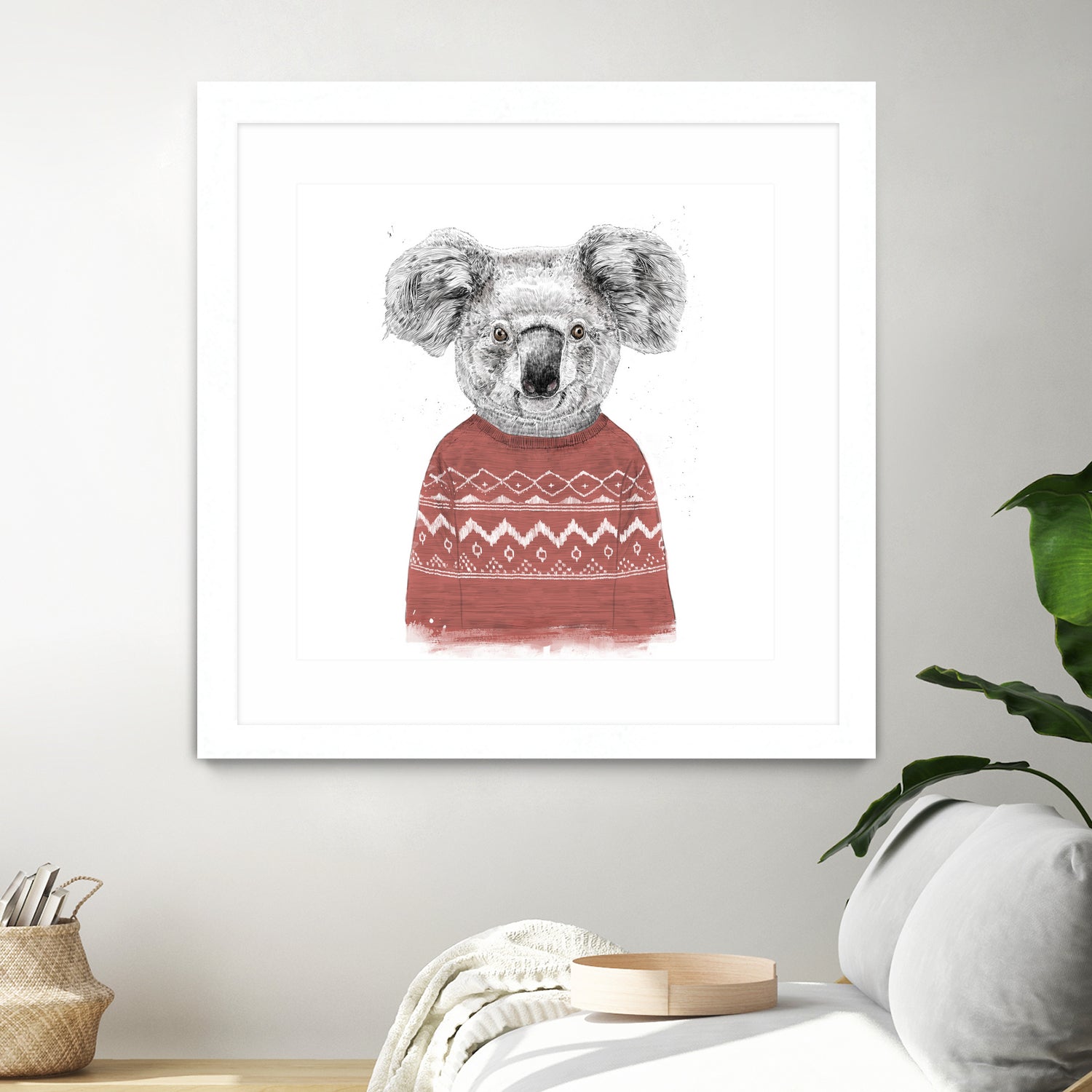 Winter koala (red) by Solti Balázs on GIANT ART - white digital drawing