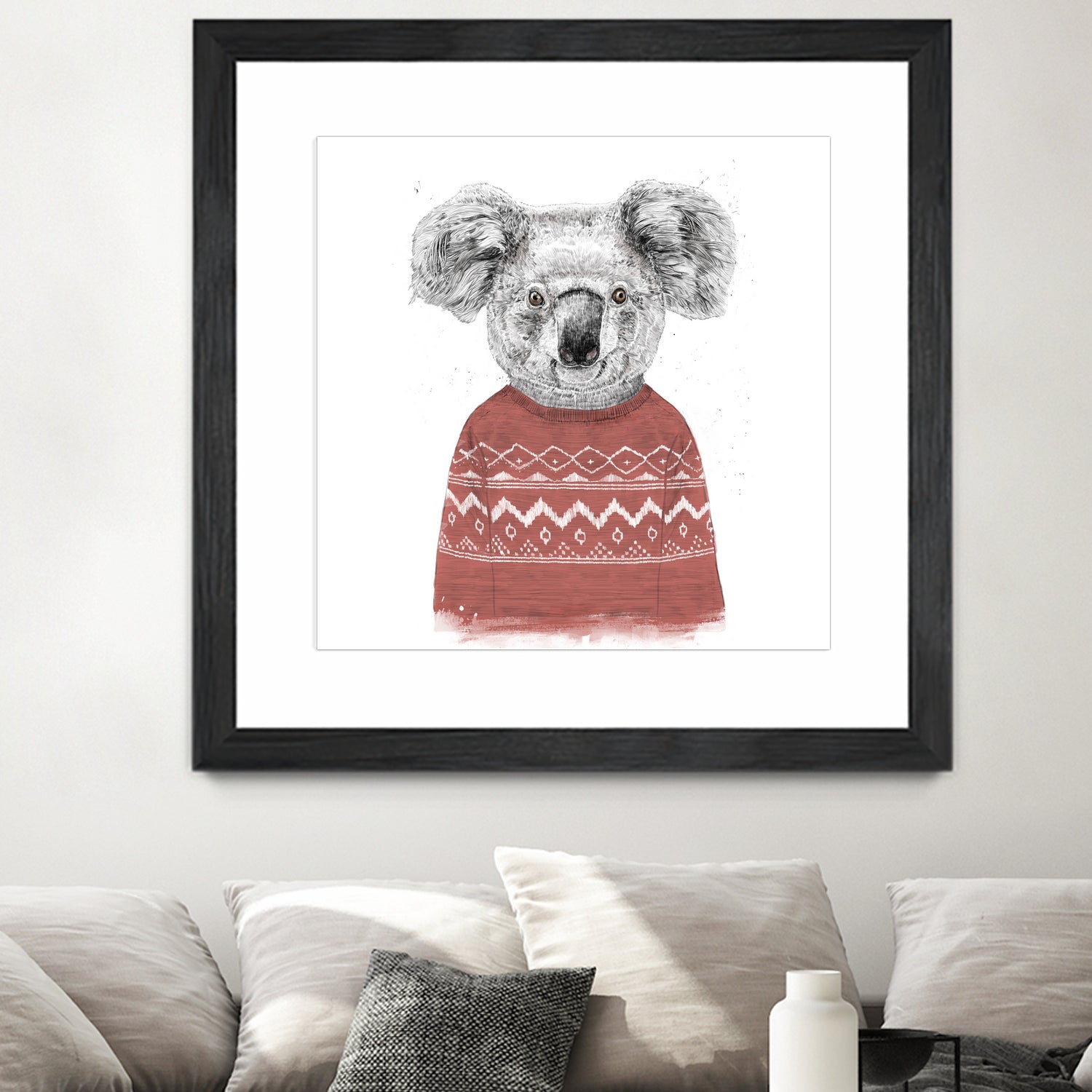 Winter koala (red) by Solti Balázs on GIANT ART - white digital drawing