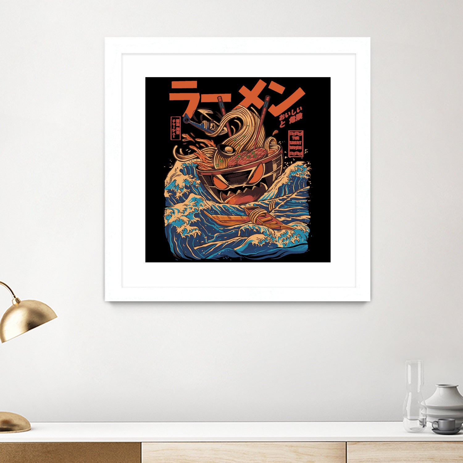 Great Ramen off Kanagawa by Ilustrata design on GIANT ART - white digital drawing