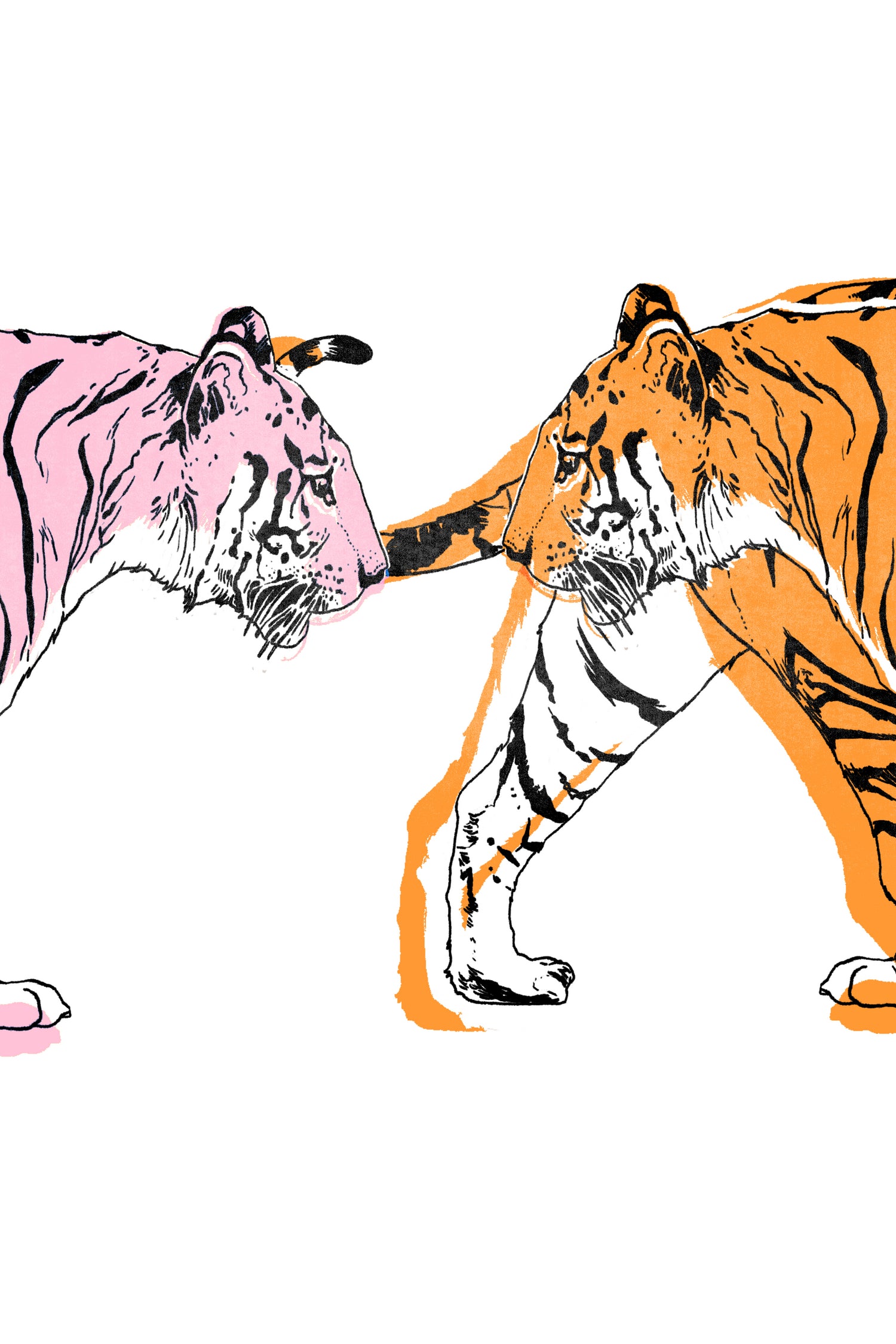 TIGER LOVE by VICTOR ABARCA on GIANT ART - pink digital painting