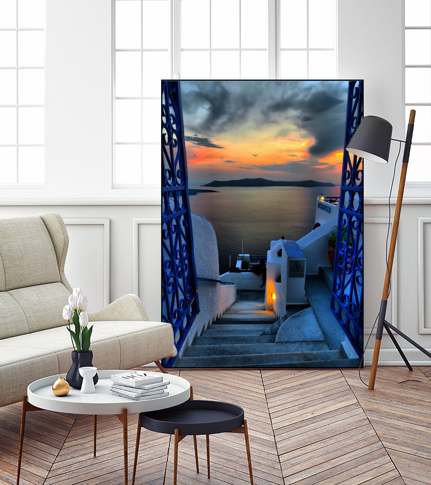 Santorini 15 by Haris Kavalla on GIANT ART - blue photo manipulation