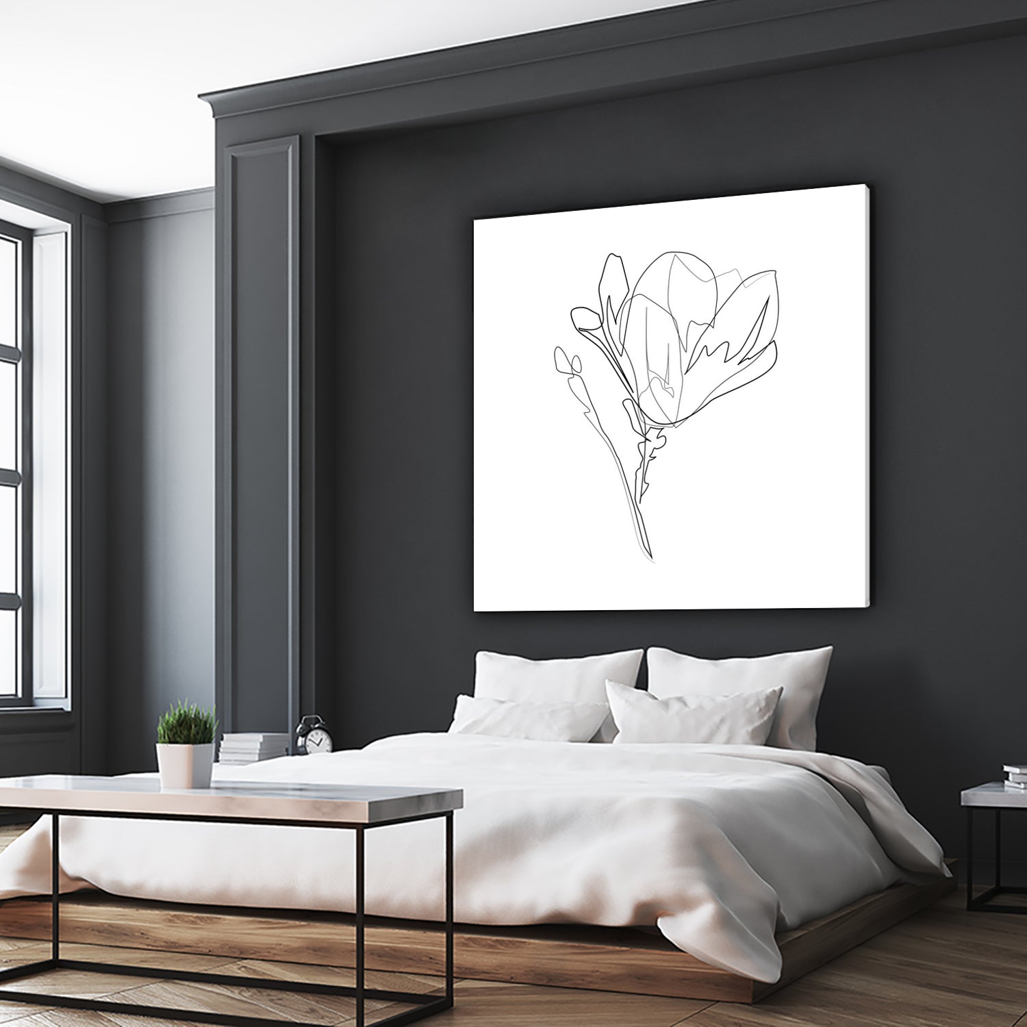 Magnolia Flower Print #4 by Parinta Sofia Stefanopoulou on GIANT ART - white digital drawing